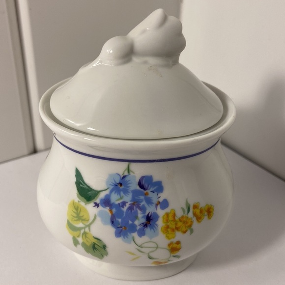 Forget Me Not Floral CREAMER pitcher and SUGAR BOWL with lid SET tea ware spring - Picture 15 of 16
